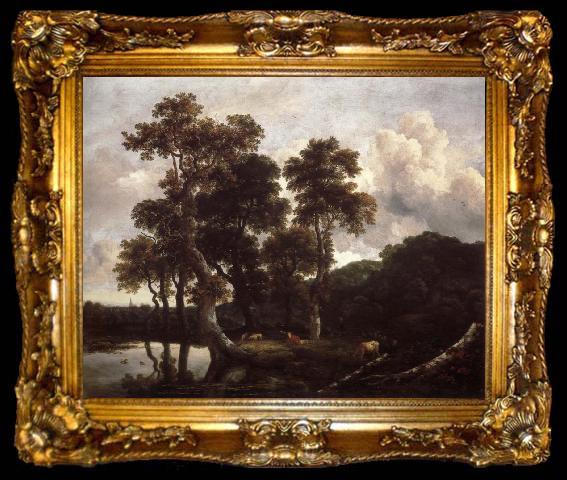 framed  Jacob van Ruisdael Grove of Large Oak trees at the Edge of a pond, ta009-2